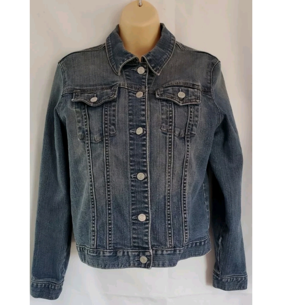 Womens Gap Blue Long Sleeve Jean Jacket with Buttons and 2 Pockets Size 2
